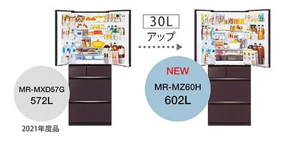 68.5cm幅のまま、容量が572Lから602Lにアップした「MZ60」