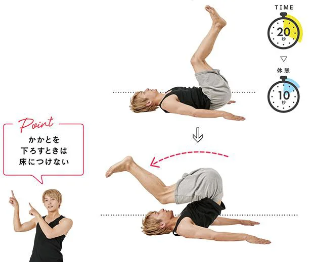 脚を高く上げると効果がアップ！ 腹筋を集中的にきたえよう／見た目リセットダイエット（6）