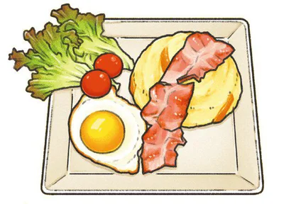 砂糖の代わりに塩小さじ1/2を使ってベーコンエッグを添えれば食事風になるよ！