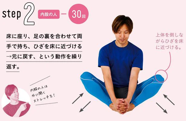 股関節ストレッチ2 内股の人