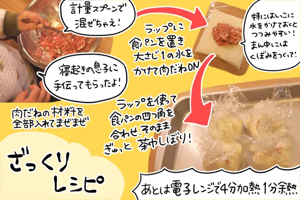 食パンで肉まんの作り方