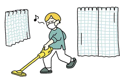 床の掃除は換気をせず、朝イチにすませるのがおすすめ。