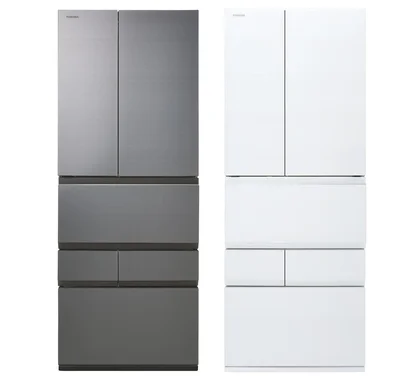 2022年6月上旬に発売予定の東芝冷蔵庫「VEGETA」のフラッグシップモデル「FZS」シリーズ。カラーはフロストグレージュ、フロストホワイトの2色