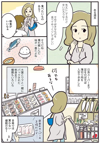 日系スーパで薄切り肉や刺身まで