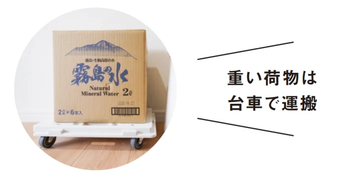 重い荷物は台車で運搬