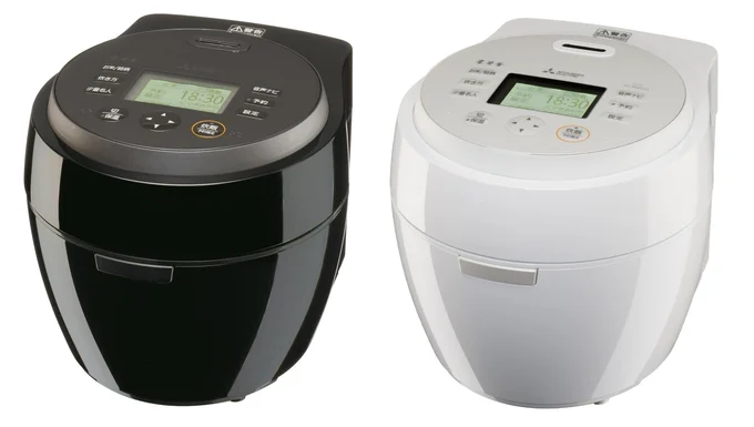 2022年5月21日に三菱電機より新発売される「本炭釜 紬 NJ-BWD10」。カラーは黒曜(こくよう)、月白(げっぱく)の2色