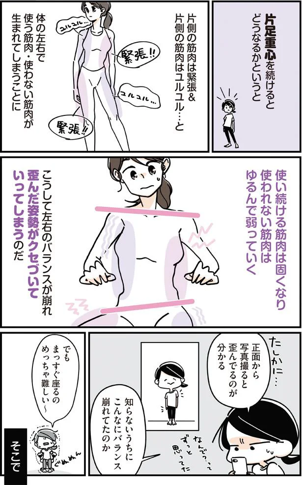 歪んだ姿勢がクセづいていってしまう