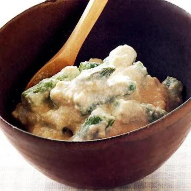 豆腐は軽く水けをふけばOK「グリーンアスパラの白あえ」／アスパラのレシピ（21/ 30）