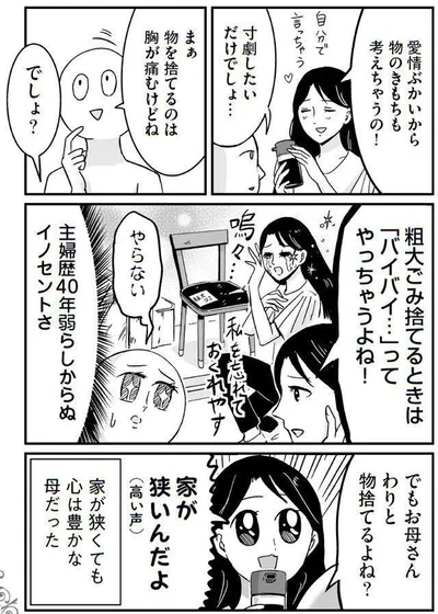 でもお母さんわりと物捨てるよね？