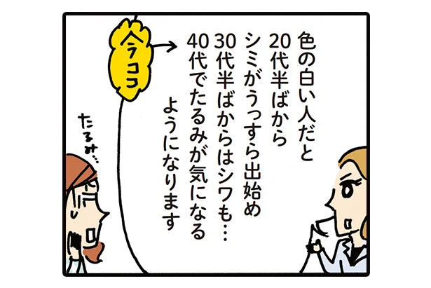 色の白い人だと２０代半ばからシミがうっすら出はじめて…