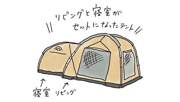 リビングと寝室がセットになったテント