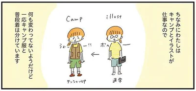 何も変わってないようだけど一応キャンプ服と普段着は分けています