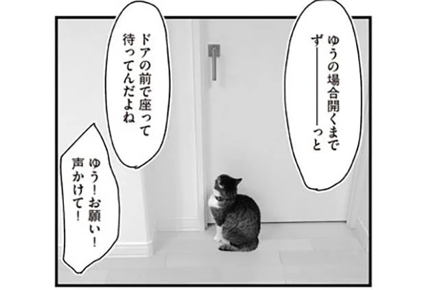 ずーっとドアの前で座って待ってるんだよね