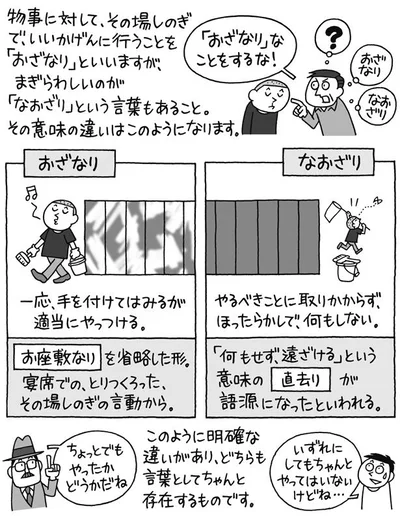 「おざなり」と「なおざり」には明確な違いが