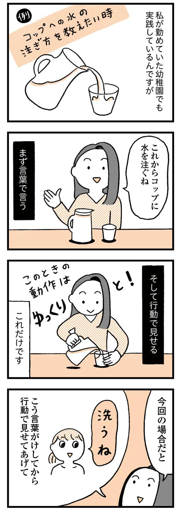 まず言葉で言う