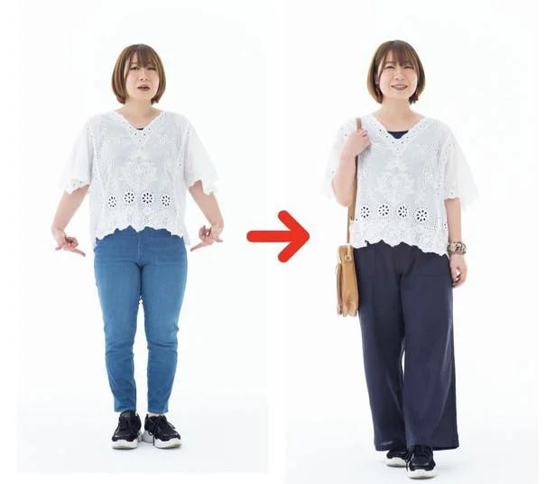 細見えパンツを履く前&履いた後の岡田友梨さんのビフォーアフター