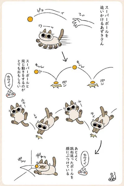 跳ね返ったボールを顔にぶつけている