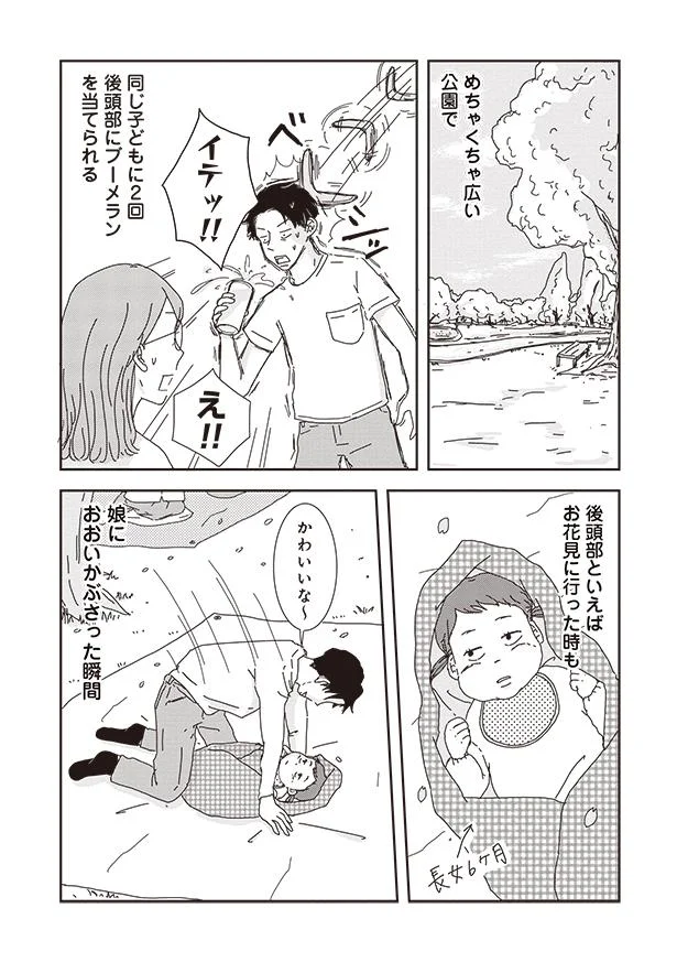 後頭部にブーメランを当てられる