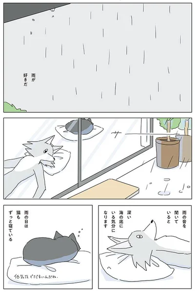 雨の日は猫もずっと寝ている