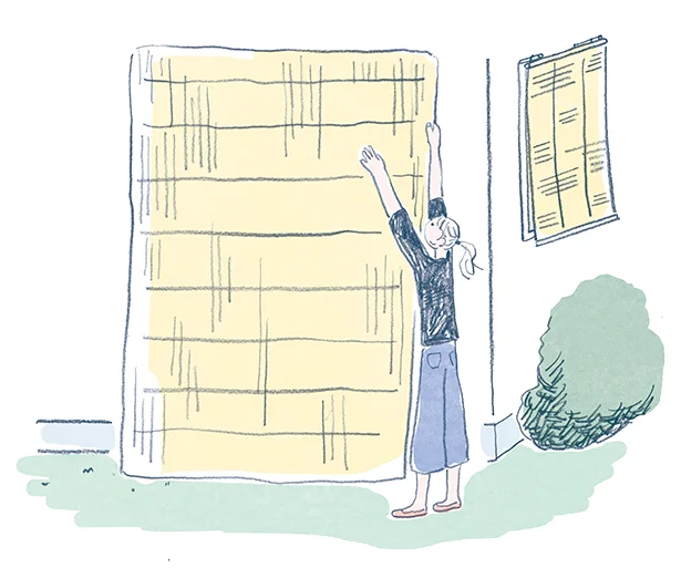 日の当たる壁の外にすだれを立てるのもアリ!