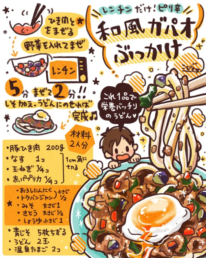 これ1品で栄養バッチリ「和風ガパオぶっかけうどん」