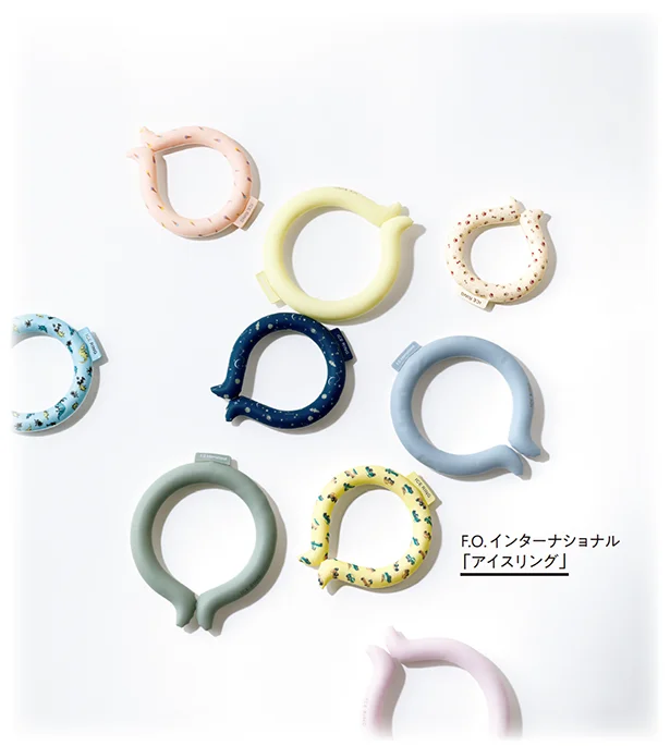 F.O.インターナショナル「アイスリング」▷大人Mサイズ 首回り30cm 各¥3,410、キッズSサイズ 首回り25cm 各2,970、ペットSSサイズ 首回り21cm ¥2,750/F.O.インターナショナル