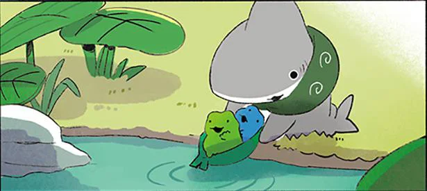 カエルさんたちと遊ぼう！ 子ザメが池に浮かぶための方法／おでかけ子ザメ2（4）