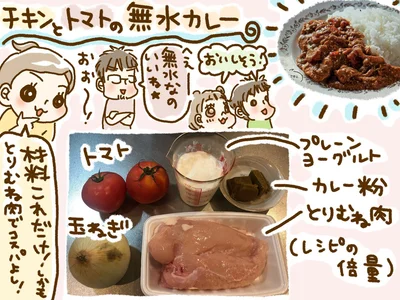「チキンとトマトの無水カレー」の材料はこれだけ！