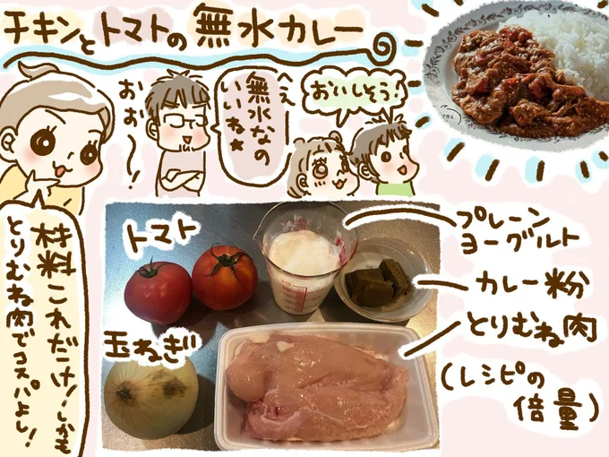 「チキンとトマトの無水カレー」の材料はこれだけ！