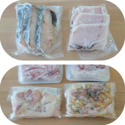 肉や魚は下味をつけて保存袋に入れ、立てて冷凍