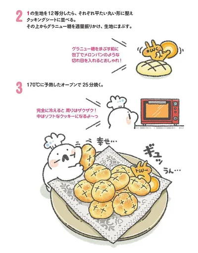 レモンソフトクッキーの作り方２／ぼくさんのツイートと連載「家にあるもので作れるヘルシー＆簡単おやつ」のキュートなイラストレシピ（3/21）