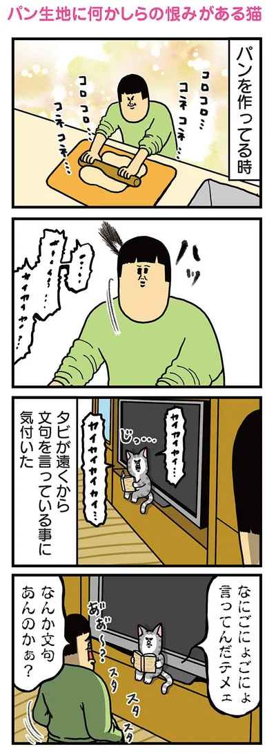 パン生地に何かしらの恨みがある猫
