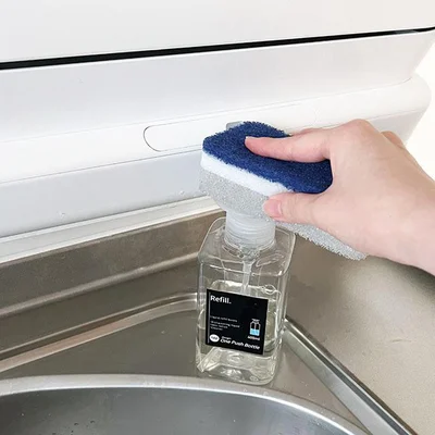 片手でプッシュすれば洗剤が出る仕組み