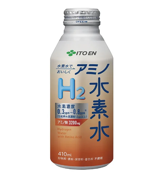 アミノ水素水410mlボトル缶 185円（税別）