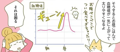 お昼ごはんで血糖値が一気に上がって