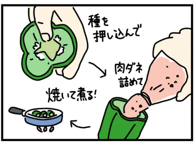 「ピーマンの肉詰めトマト煮」にチャレンジ！