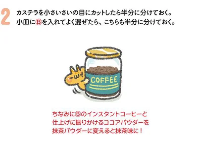 カステラをさいの目にカット