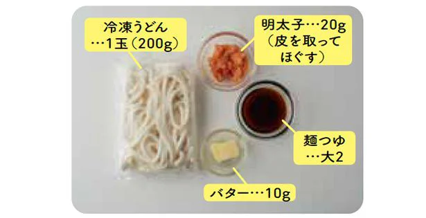 明太バターうどんの材料