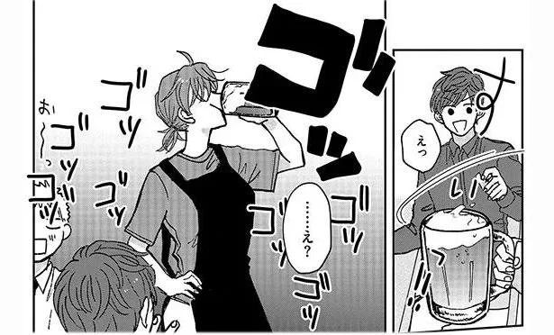 店員がビールを一気に!?