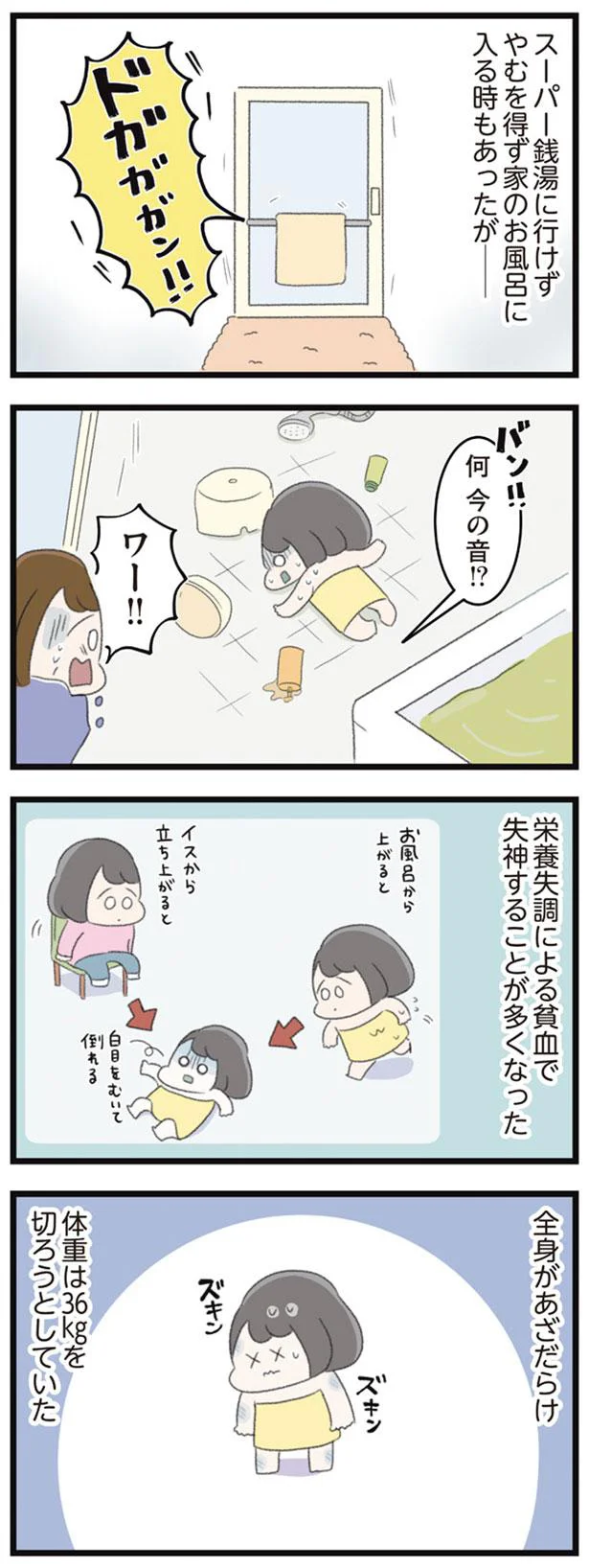 栄養失調による貧血で失神することが多くなった