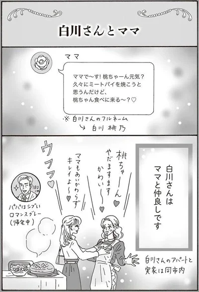 白川さんはママと仲良しです