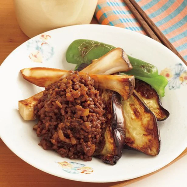 焼き野菜の肉みそがけ