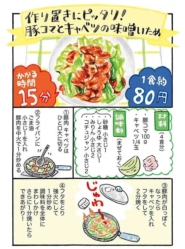 豚コマとキャベツの味噌いため