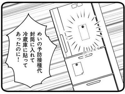 めいの予防接種代　封筒に入れて冷蔵庫に貼ってあったのに！