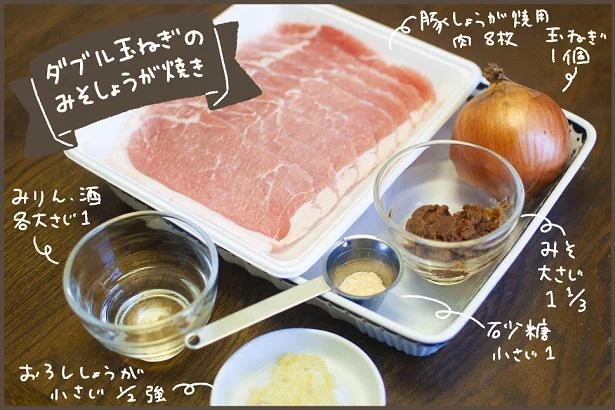 「ダブル玉ねぎのみそしょうが焼き」の材料