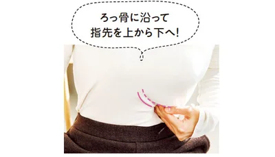 ろっ骨に沿って指先を上から下へ移動させます。