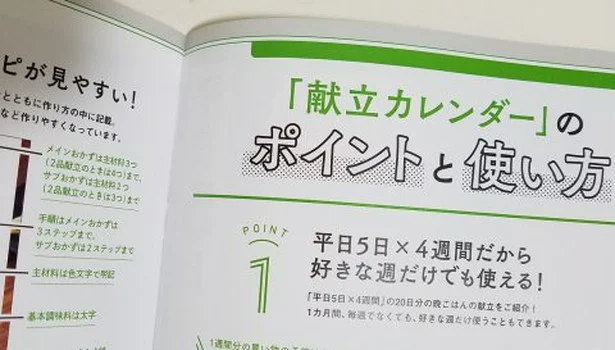 献立カレンダーのポイントと使い方