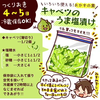めちゃくちゃ便利！大量消費にもオススメの作り置きおかず「キャベツのうま塩漬け」