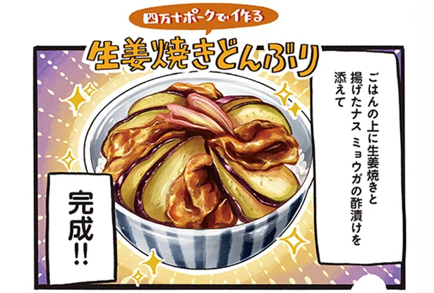 豚の生姜焼きとジューシーな揚げなすがご飯に合う!