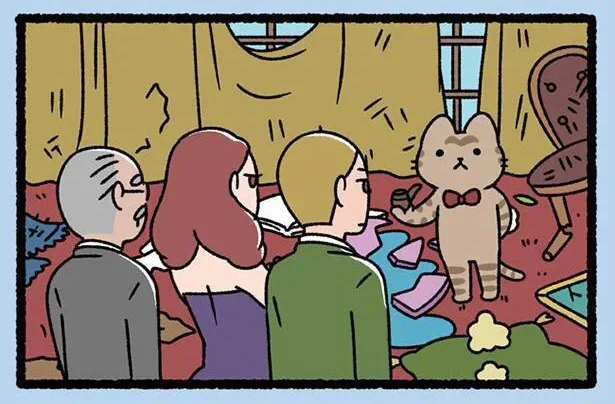 【探偵のねこ】割れた花瓶、破られたカーテンに絨毯。犯人は誰だ!?／ねこむかしばなし（19）